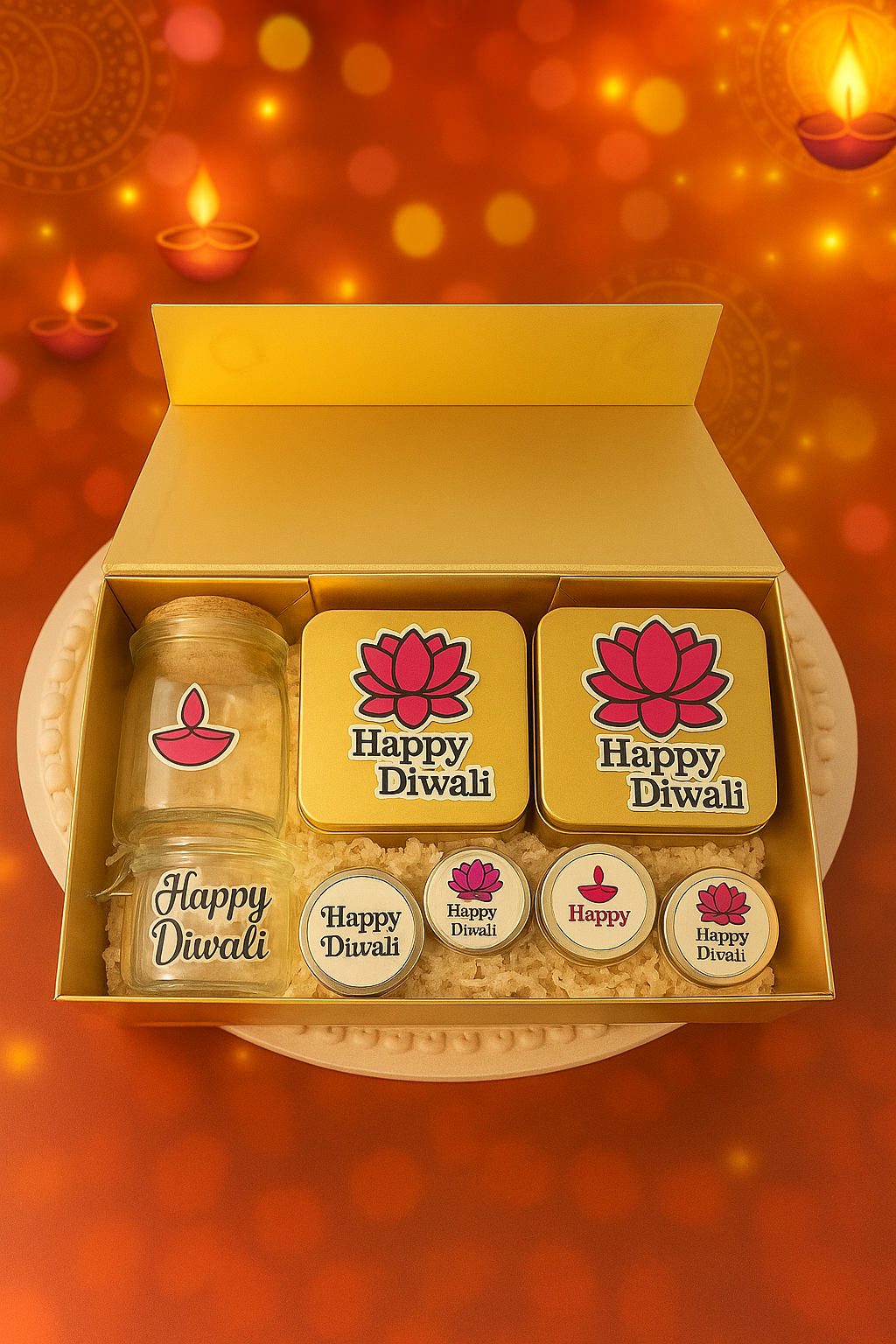 DIWALI-E-KHAASH HAMPER- Festive Hamper | Golden Magnetic Box | Elegant Gift Box | Exclusive Gift Box